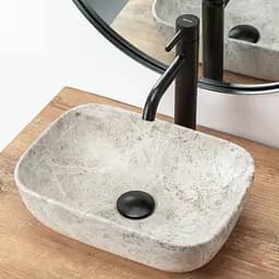 Умивальник Rea Camelia light stone накладний REA-U0362, Сірий - мініатюра 4