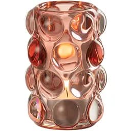 Свічник J-line скляний з об'ємними бульбашками 12 см червоний відтінок (30379)