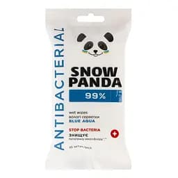 Серветки вологі для рук та тіла Сніжна Панда Антимікробні 99.9% Blue Аqua 15 шт.