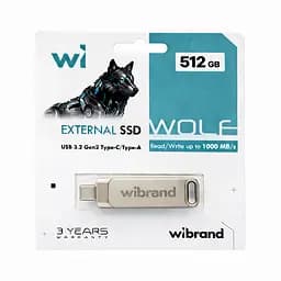 Портативний SSD Wibrand Wolf 512GB USB 3.2 Gen.2 Type-C/Type-A Read/Write 1000MB/s Silver (WIEXSSD/WO512GB) - мініатюра 2