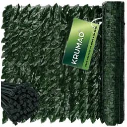Штучна огорожа з плюща KRUMAD 5×0,5 м для балкону, тераси, саду, 100 стяжок у комплекті