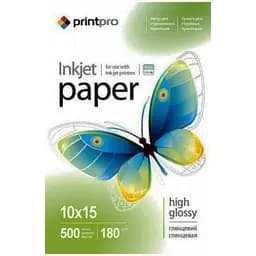 Фотопапір PrintPro Глянцевий 180 г/m² 10x15 см, 500 аркушів