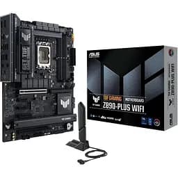 Материнська плата LGA1851, Asus TUF GAMING Z890-PLUS WIFI, Z890, 4xDDR5, 1xPCI-E 5.0 x16, 1xPCI-E 4.0 x16, 1xPCI-E 4.0 x4, 2xPCI-E 4.0 x1, 4xSATA3, 4xM.2, ALC1220P, Intel 2.5Gb, WiFi 7, Bluetooth 5.4, HDMI/DP/2xType-C, ATX