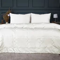 Літній постільний комплект MirSon Line Satin Premium Moko White Вовна King Size (2200010981155)