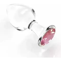 Анальна пробка із кристалом скляна, Пробка для анальної стимуляції, Прозора втулка з каменем S