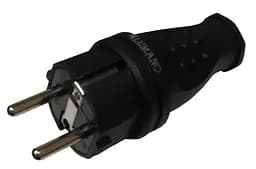 Вилка каучукова пряма з заземленням Lumano Arctic IP44 16A чорна (black) (17938)