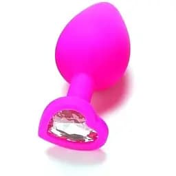 Силиконовая анальная пробка с кристаллом SKN-KSIL-07M (размер M), Розовый