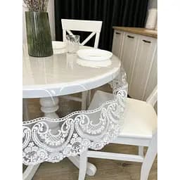 Силіконова скатертина з білим мереживом Арка 15 см 330х170 см