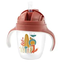 Поильник-непроливайка BabyOno с отягощенной соломкой и герметичной крышкой, 6+, 240 мл, светло-коричневый (1464/01)