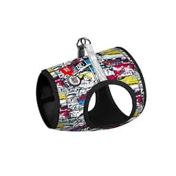 Шлея для собак мягкая Waudog Clothes с QR паспортом, рисунок Супермен комикс, XS4, B 36-39 см, C 26-28 см