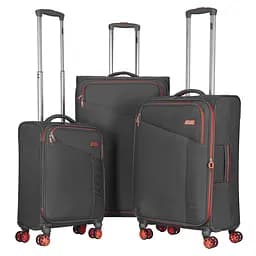 2E Набір валіз 2E, Trek, (L+M+S), TSA, 4 колеса, + 3 рюкзаки Cabin (2E-BPET-CABIN-BK), поліестр, сірий - мініатюра 2