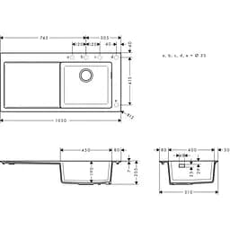 Кухонна мийка Hansgrohe S5110-F450 1050x510 поличка праворуч Graphiteblack 43330170, Чорний - мініатюра 4