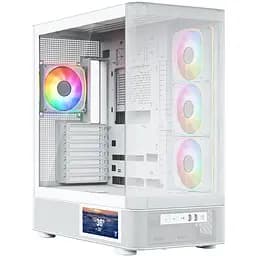Корпус ModeCom VOLCANO AQ400 ARGB MIDI SIDE LCD 6,2” 4x120mm fans WHITE без БЖ ATX