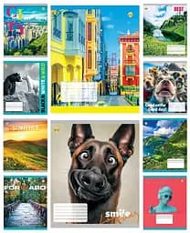 Тетради ученические 48 листов клетка Твердая Микс Универсальный 4, 10 шт. в упаковке