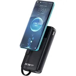 Універсальна мобільна батарея Dudao 20000mAh K15 Pro 22,5W PD USB-A,USB-C In/Out,with built-in USB-C/Lightning cables Black (6977196682430)