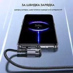Кабель магнітний із швидкою зарядкою Elough 7 Contact 3 A 2 м круглий конектор, Green 3 в 1 Micro USB/Lightining/Type C, обертання на 540° - мініатюра 3