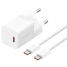 МЗП Baseus GaN5 Fast Charger (mini) 30W (1USB-C) + кабель Type-C to Type-C (P10110902) Moon White