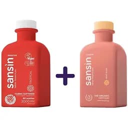 Набір: Гель для прання кольорових речей Sansin Heat Flow 2 л + Кондиціонер для прання Sansin Tropical Універсальний 2 л