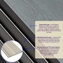 Рейка декоративна Wall Sticker PS 2900х160х11 мм Сіре дерево з чорним SW-00002149- - мініатюра 2