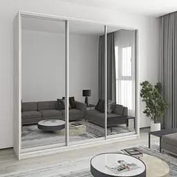 Шкаф-купе трехдверный MebelStar Комбо AL 3 Зеркала 250x45x240 см Аляска серый (MBS-2233)