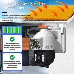 IP-камера вулична з акумулятором та подвійним об'єктивом XON SmartCam 4G 8000mAh Solar 1080P (KCBSM22VW 7478) Біла - мініатюра 2