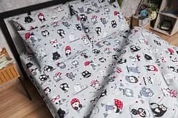 Комплект постільної білизни Moon&Star Бязь Gold Люкс Owls Gray King Size 220x240 наволочки 4х50х70 - мініатюра 4