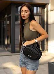 Сумка через плечо женская бананка Sambag Flex черная 30×17×10 см (85351001)