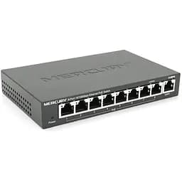 Коммутатор POE 48V Mercury S109PS 8 портов POE + 1 порт Ethernet (Uplink) 10/100 Мбит/сек, БП в комплекте, BOX Q200 (258*196*66) 0,72 кг (158*99*25)