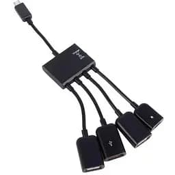 Хаб Usb Lapara MicroUsb-OTG-Hub, чорний, microUsb 2.0 - 3xUsb 2.0 / 1 x microUsb 2.0