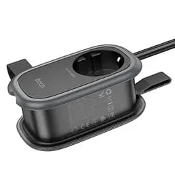 Мережевий зарядний пристрій подовжувач Hoco NS7 2 USB/ Type-C PD 20W 1 розетка 1.1m чорний - мініатюра 6