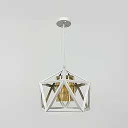 Світильник лофт із янтарним плафоном у каркасі білого кольору Ø 30х28 см | Line F | Арт. 12203/1 WT+AM