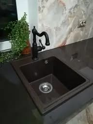 Кухонна мийка Platinum 4050 Ruby гранітна глянцева з кріпленням 40x50 см шоколад (000024954) - мініатюра 5