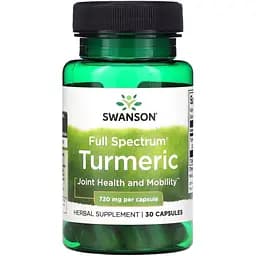 Куркума Swanson Turmeric 720 mg Full Spectrum, 30 капсул для підтримки здоров'я суглобів та шкіри