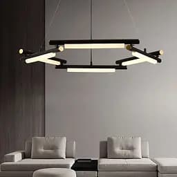 Уникальная подвесная люстра в черном кольцевом корпусе Ø 65 см Line F | Ст. MJ318-600 BK