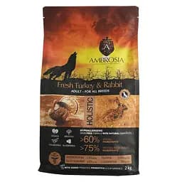 Корм сухий Ambrosia Grain Free Dog Adult Sensitive Fresh Turkey & Rabbit для дорослих собак усіх порід  зі свіжою індичкою та кроликом 2 кг