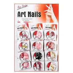 Нігті накладні кольорові з малюнком та камінчиками упаковка 12 шт. Art Nails №13