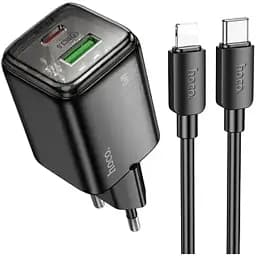 Мережевий зарядний пристрій Hoco N65 Ingenious PD20W+QC3.0 charger + кабель USB-C - Lightning чорний