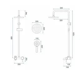 Душова система Rea Luis Brushed Gold з виливом REA-P7051, Золотий - мініатюра 10