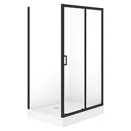 Душевая кабина Cersanit Brasco 120x90 см прямоугольная раздвижная прозрачное стекло на мелком поддоне black S601-237, прозрачный, черный