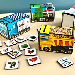 Дерев'яна настільна гра "Автопарк" сортер-комодик Ubumblebees 22х12х14 см igr0001500 - мініатюра 9