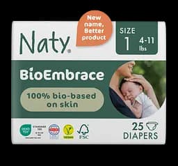 Одноразові дитячі підгузки BioEmbrace розмір 1, 2-5 кг. 25 шт NATY - мініатюра 2