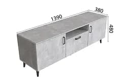 Тумба Лестер на конусних ніжках Ferrum-decor 48x139x38 Чорний метал ДСП Бетон 16 мм (FRD-106801) - мініатюра 3