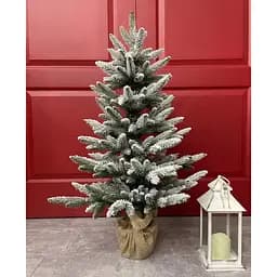 Ялинка Hvoya Classic лита в мішковині 90 см засніжена