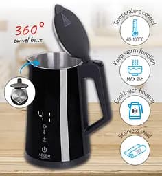 Електрочайник Adler AD 1345 black 1850-2200Вт 1.7л Strix встановлення температури - мініатюра 9
