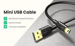 Кабель для передачі даних UGREEN US132 USB 2.0 Male to Mini 5 Pin Male 2 м чорний 30472 - мініатюра 3