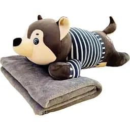 Подушка-игрушка 3в1 Хаски матрос с пледом 110*150см коричневый ТМ COLORFUL HOME 520-3BR