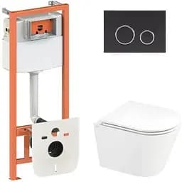 Набір Q-tap Nest 4 в 1 підвісний унітаз Scorpio Ultra Quiet 520x365x365 + комплект інсталяції QT1433053EUQW45164