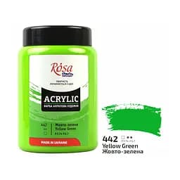 Краска акриловая Rosa Studio Желто-зеленая 442, 400 мл