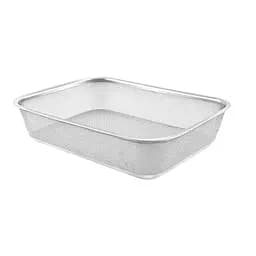 Прямоугольное кухонное сито-дуршлаг из нержавеющей стали с мелкой сеткой и подставкой 30х22х7 см, Kitchen Master 85637