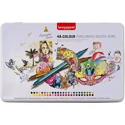 Набор двусторонних кистей-линеров Bruynzeel BRUSHPEN, 48 шт.
